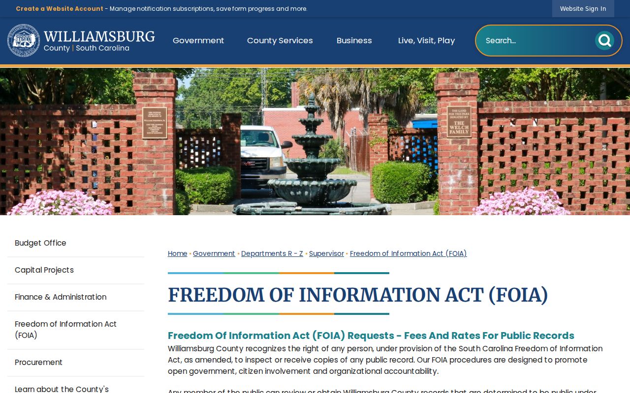 Williamsburg County warrant records: public FOIA instructions and request timing