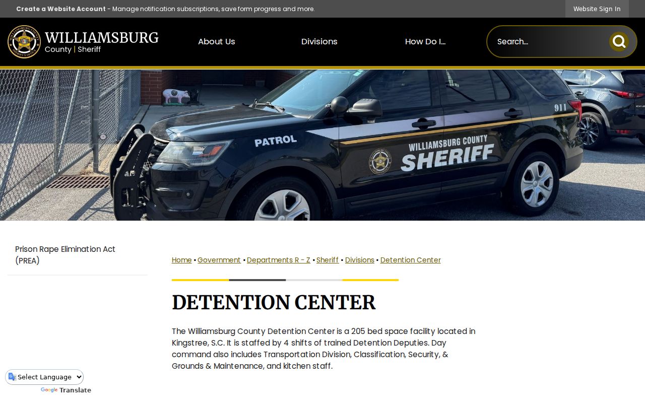 Williamsburg County warrant search: official detention center page and county court-routing context