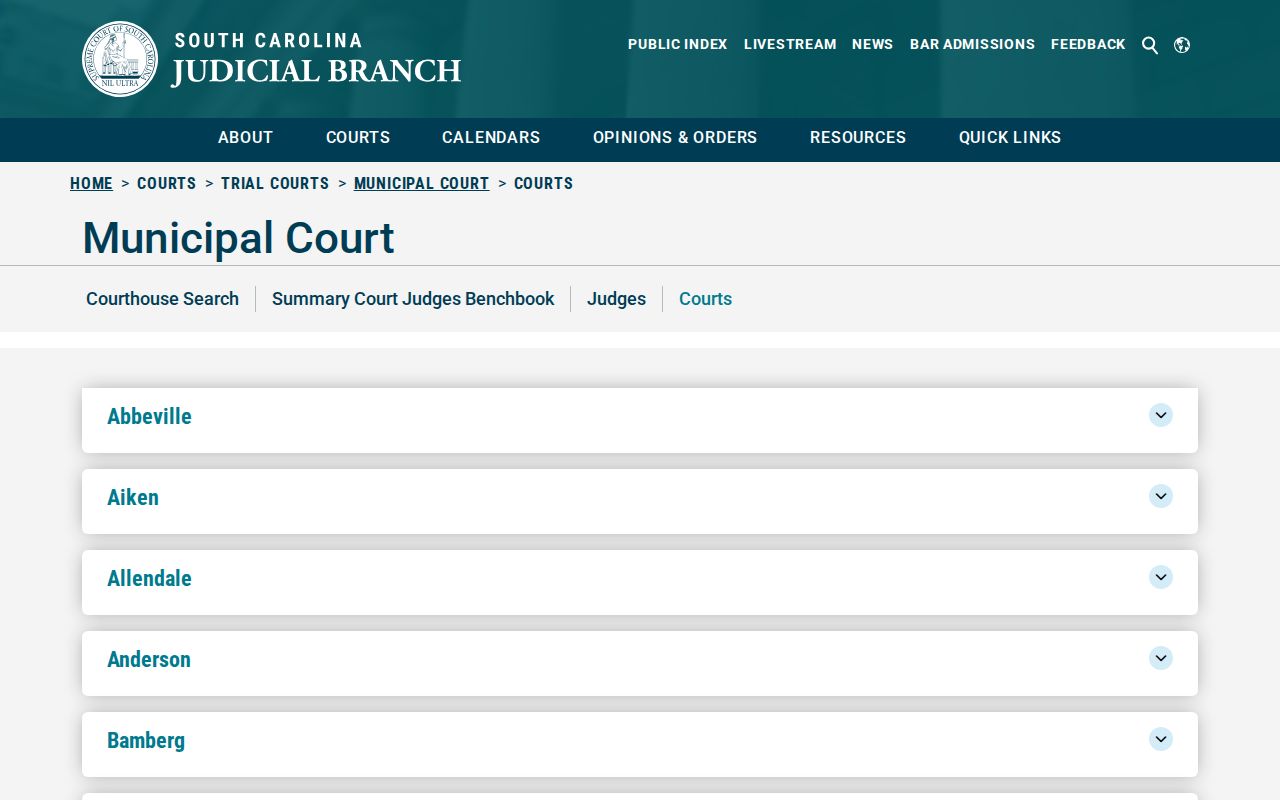 Williamsburg County municipal warrant records: Circuit 3 town court directory