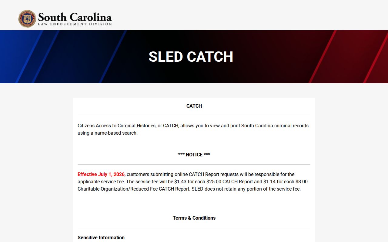 Williamsburg County active warrant search: SLED CATCH wanted-person exclusion notice