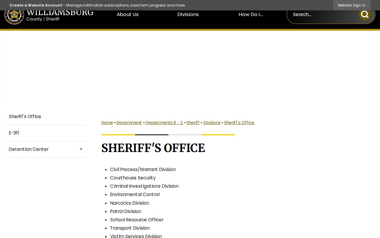 Williamsburg County arrest warrant records: Civil Process and Warrant Division